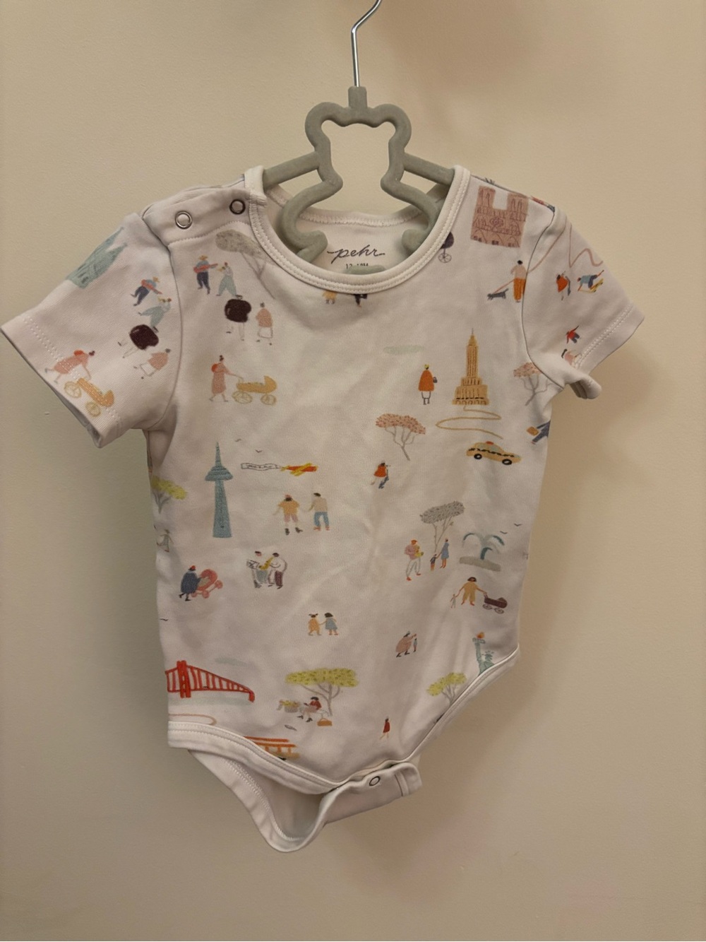 Pehr White Illustrated City-Print Baby One-Piece Bodysuit
